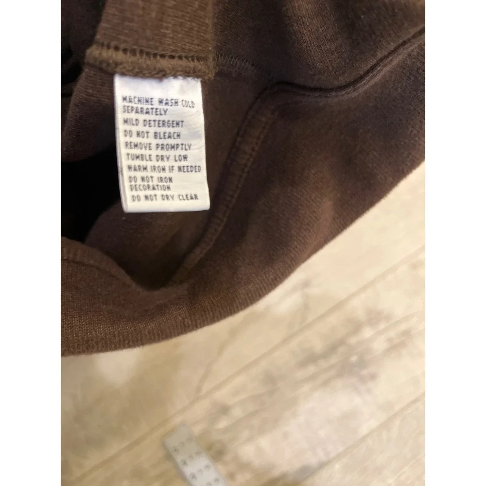Polo Ralph Lauren Mens Brown Cotton Knit Full Zip Hoodie Teal Pony Logo Size M